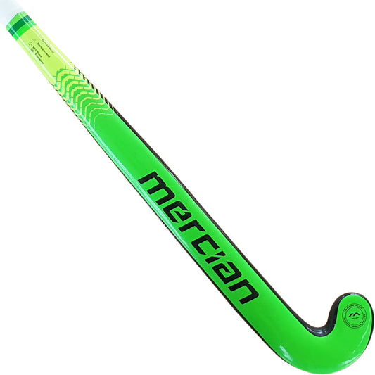 Mercian Genesis W1 Wood Junior Hockey Stick -Black-Neon Green (2021-22)
