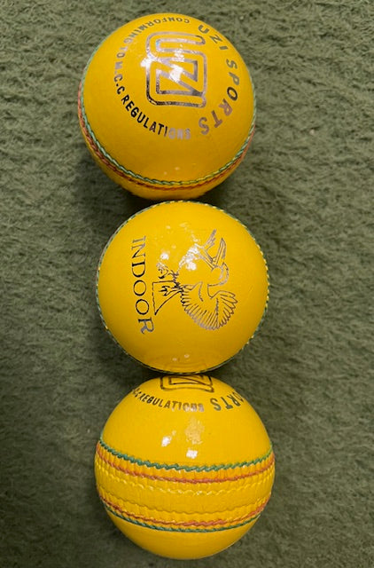 Uzi Sports Indoor Yellow Leather Cricket Ball