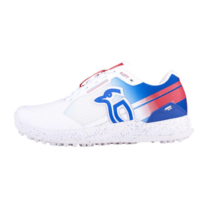 Kookaburra KC 1.0 Rubber Cricket Shoes - White/Blue/Red (2026)