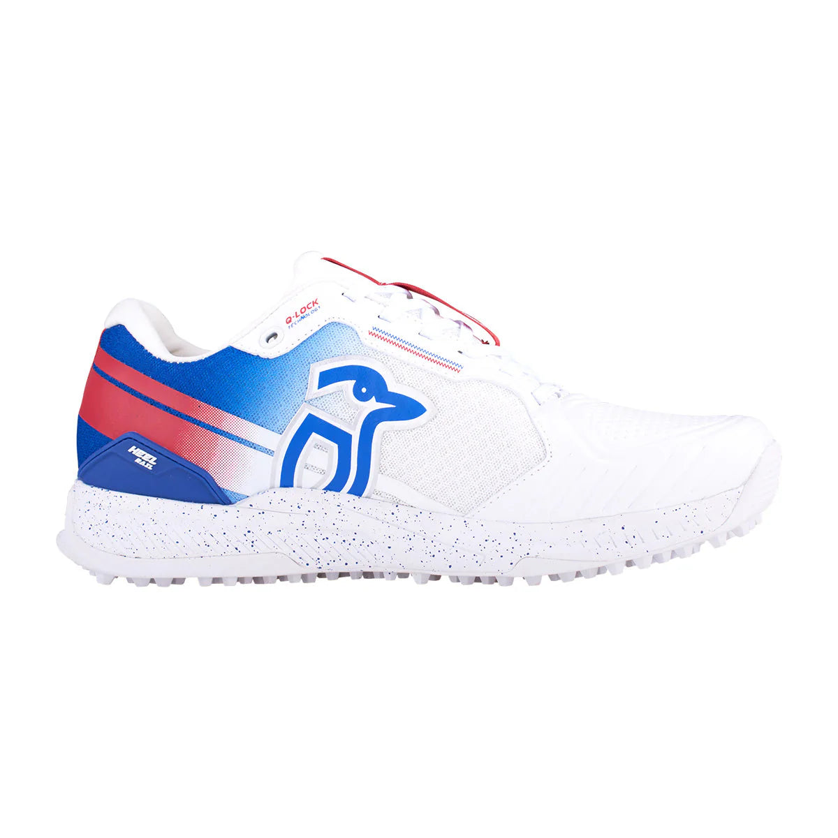 Kookaburra KC 1.0 Rubber Cricket Shoes - White/Blue/Red (2026)
