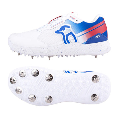 Kookaburra KC 1.0 Cricket Spikes - White/Blue/Red (2026)