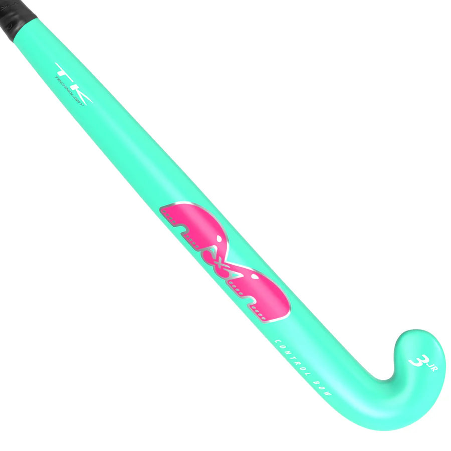 TK 3 Junior Control Bow Hockey Stick - Aqua/Pink(2023-24)