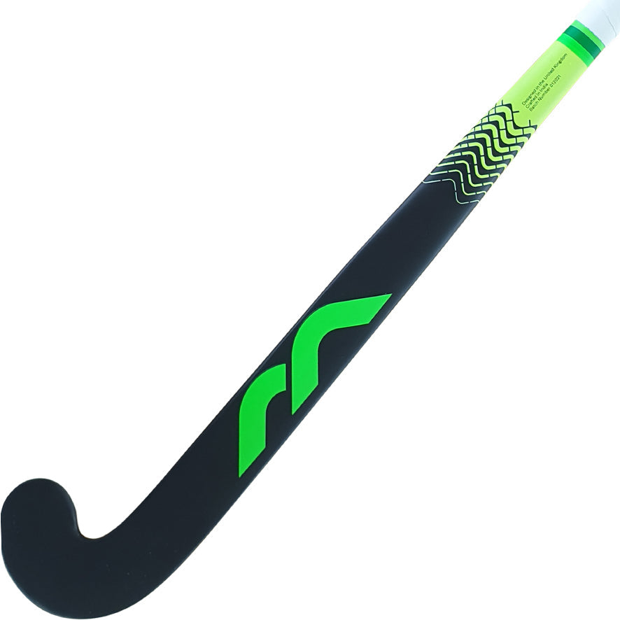 Mercian Genesis W1 Wood Junior Hockey Stick -Black-Neon Green (2021-22)