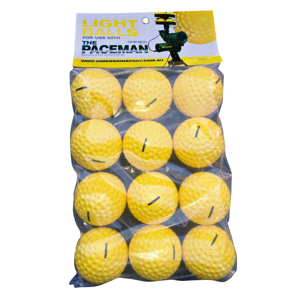 Paceman Bowling Machine Pack of 12 Balls- Yellow